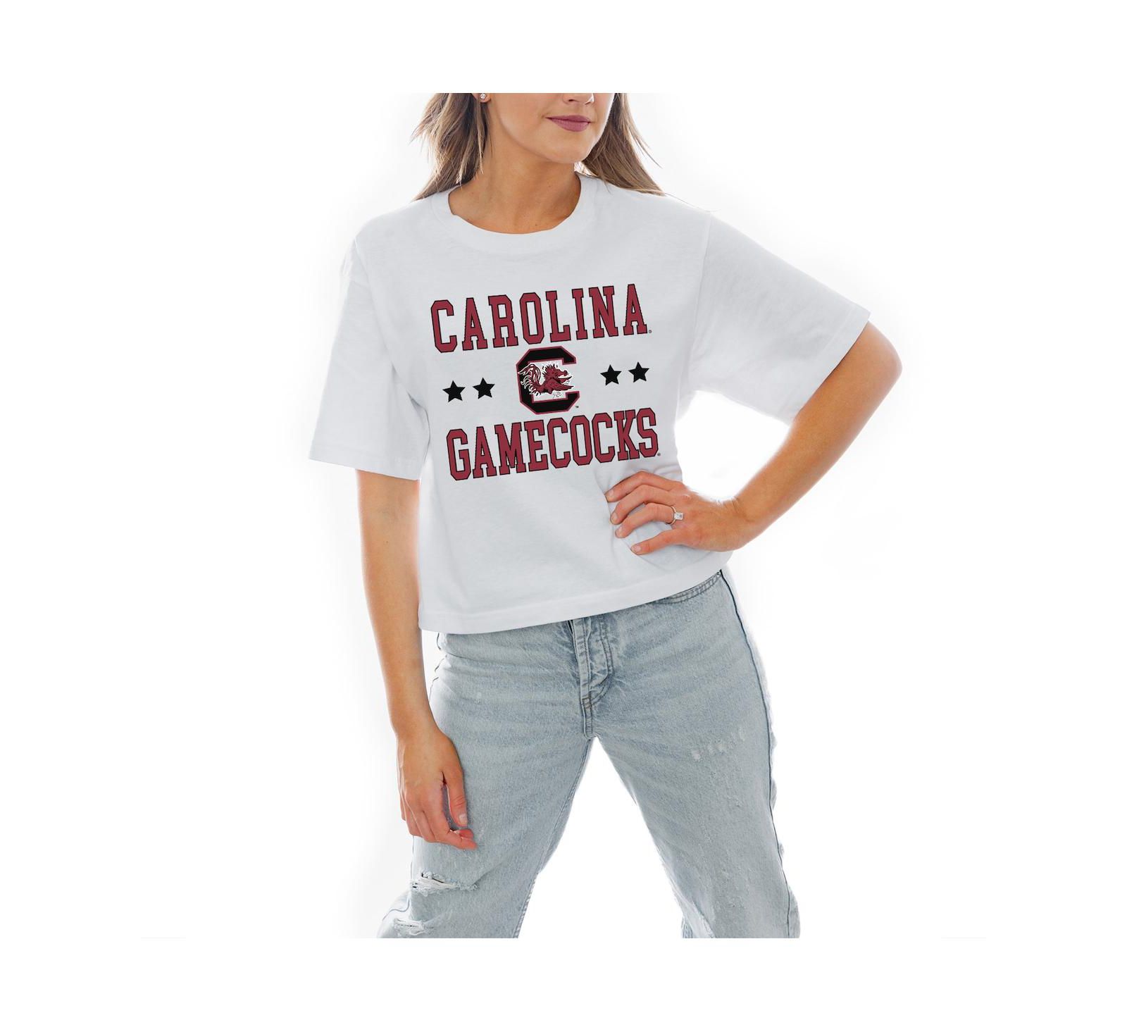Gameday Couture Women's White South Carolina Gamecocks Stars Boxy Fit Cropped T-Shirt