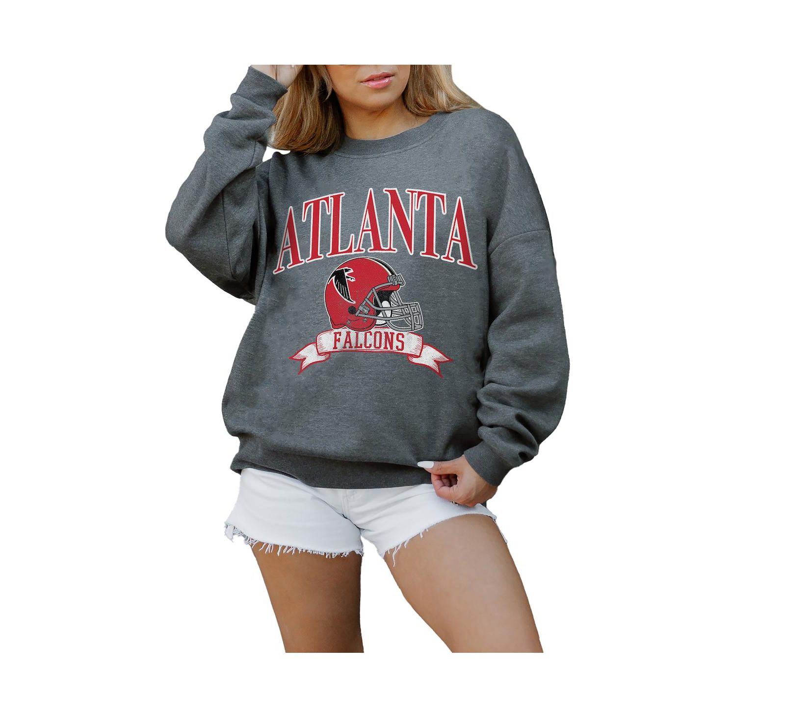 Женская оверсайз толстовка Gameday Couture Charcoal Atlanta Falcons Fleece Drop Shoulder Pullover