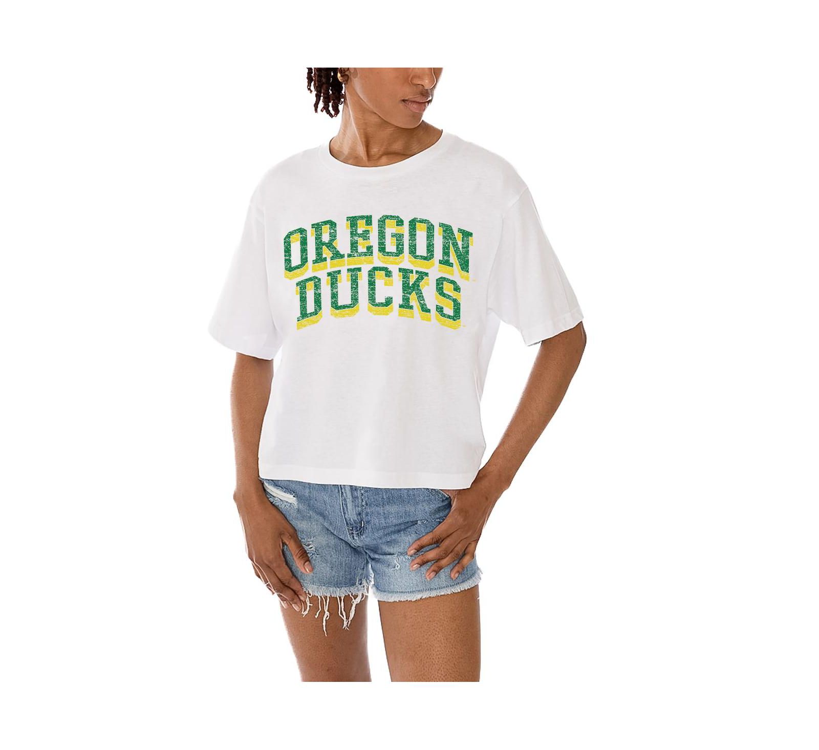 Gameday Couture Women's White Oregon Ducks Claim to Fame Boxy Cropped T-Shirt