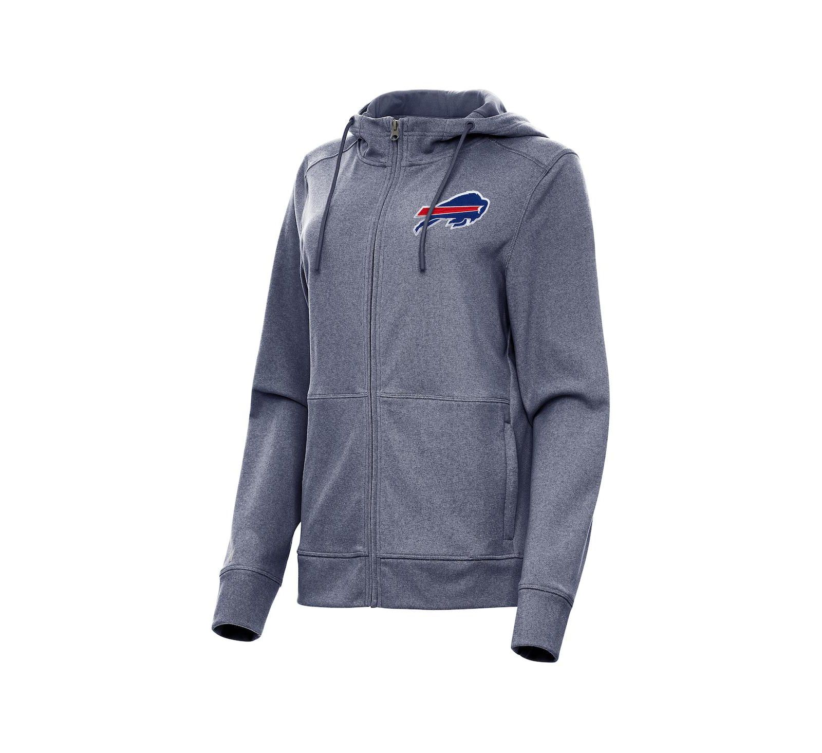 Antigua Женское худи на молнии Buffalo Bills Seeker в цвете Heather Navy