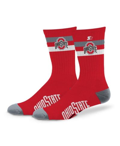 Мужские и женские носки Starter Ohio State Buckeyes Team Color Two-Stripe Crew