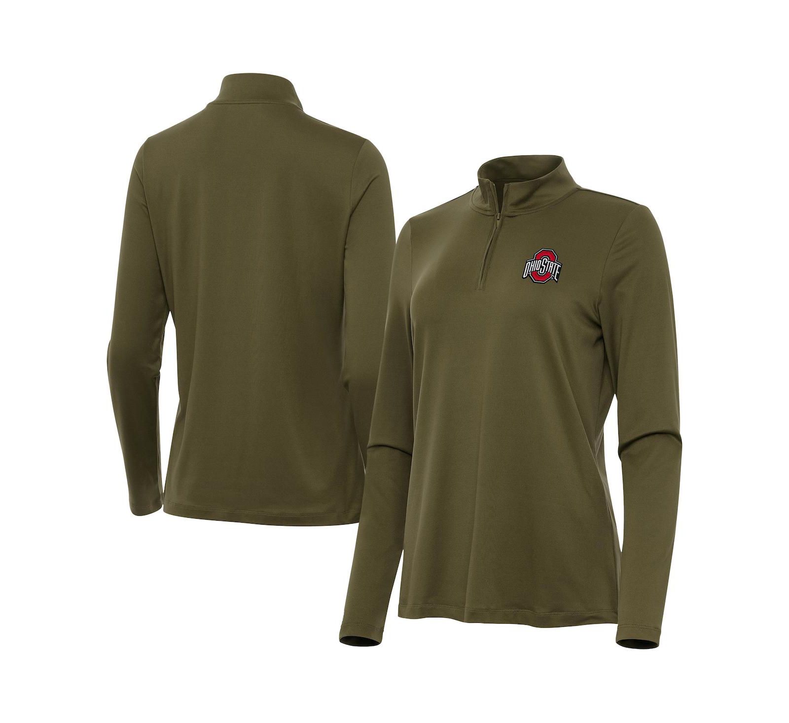Женский топ Antigua Olive Ohio State Buckeyes Reprocess Quarter-Zip