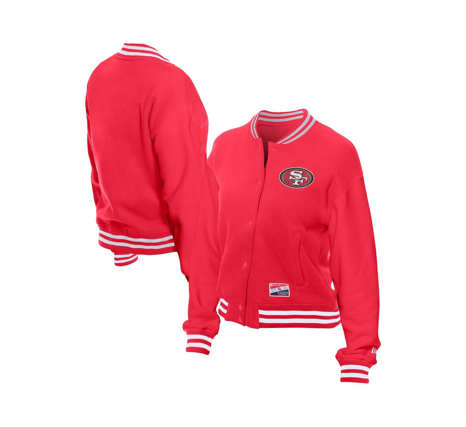 New Era Women's Scarlet San Francisco 49ers Throwback Fleece Full-Snap Jacket