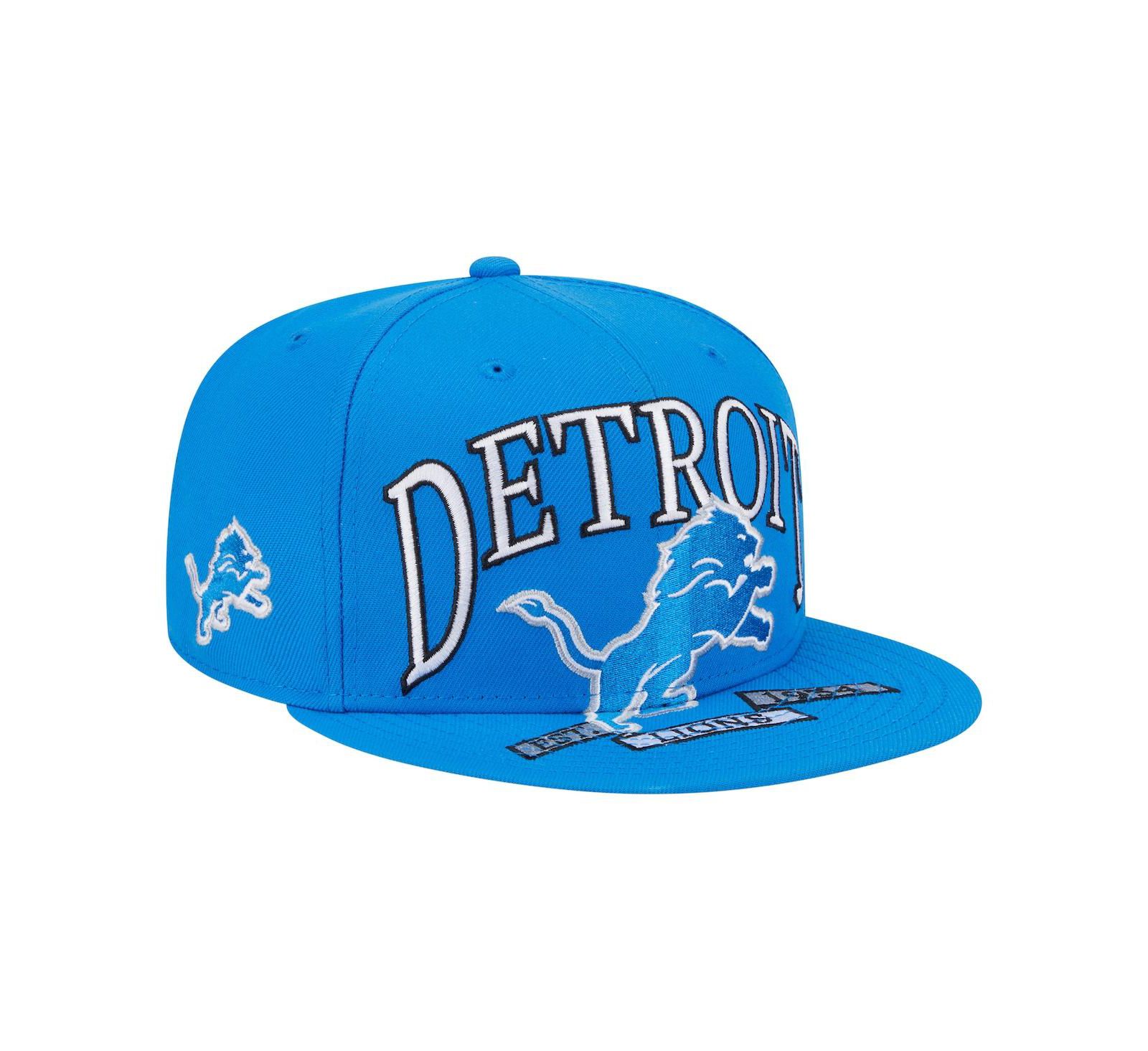 New Era Men's Blue Detroit Lions Oversized 59FIFTY Fitted Hat