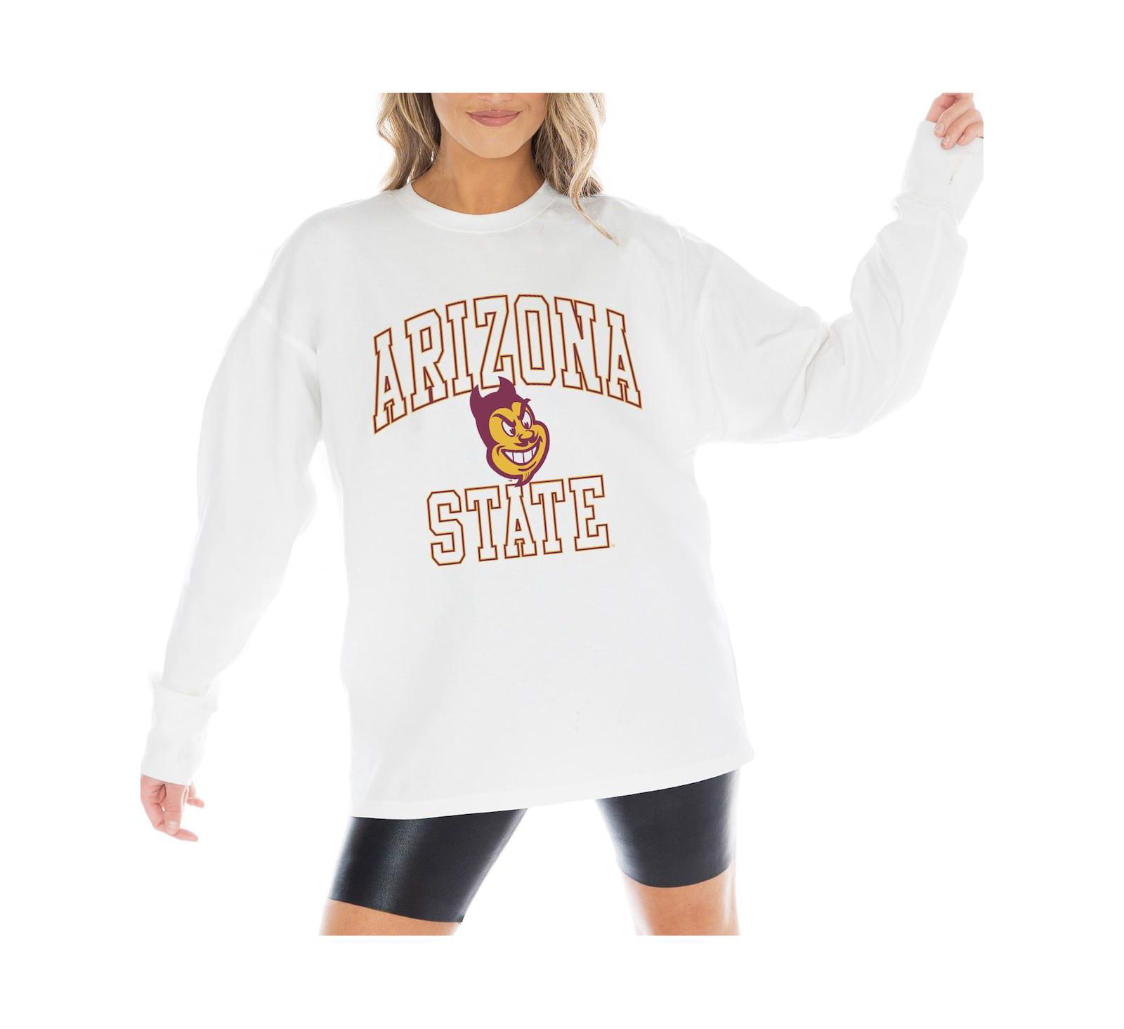 Gameday Couture Women's White Arizona State Sun Devils Mind Games Oversized Long Sleeve T-Shirt
