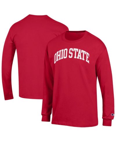 Мужская футболка Champion с длинным рукавом Scarlet Ohio State Buckeyes