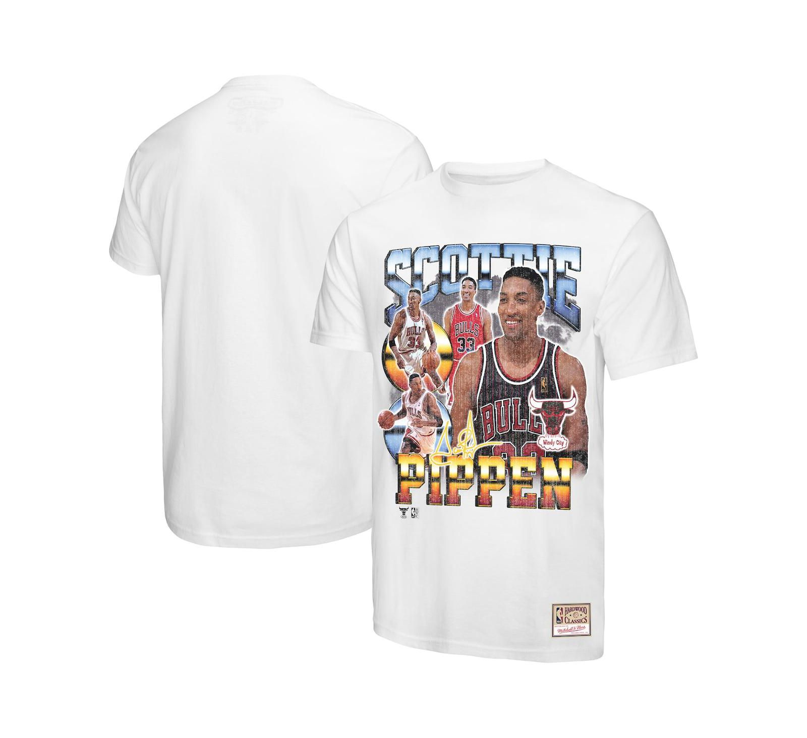 Mitchell & Ness Men's Scottie Pippen White Chicago Bulls Hardwood Classics Commemorative Player Collage T-Shirt