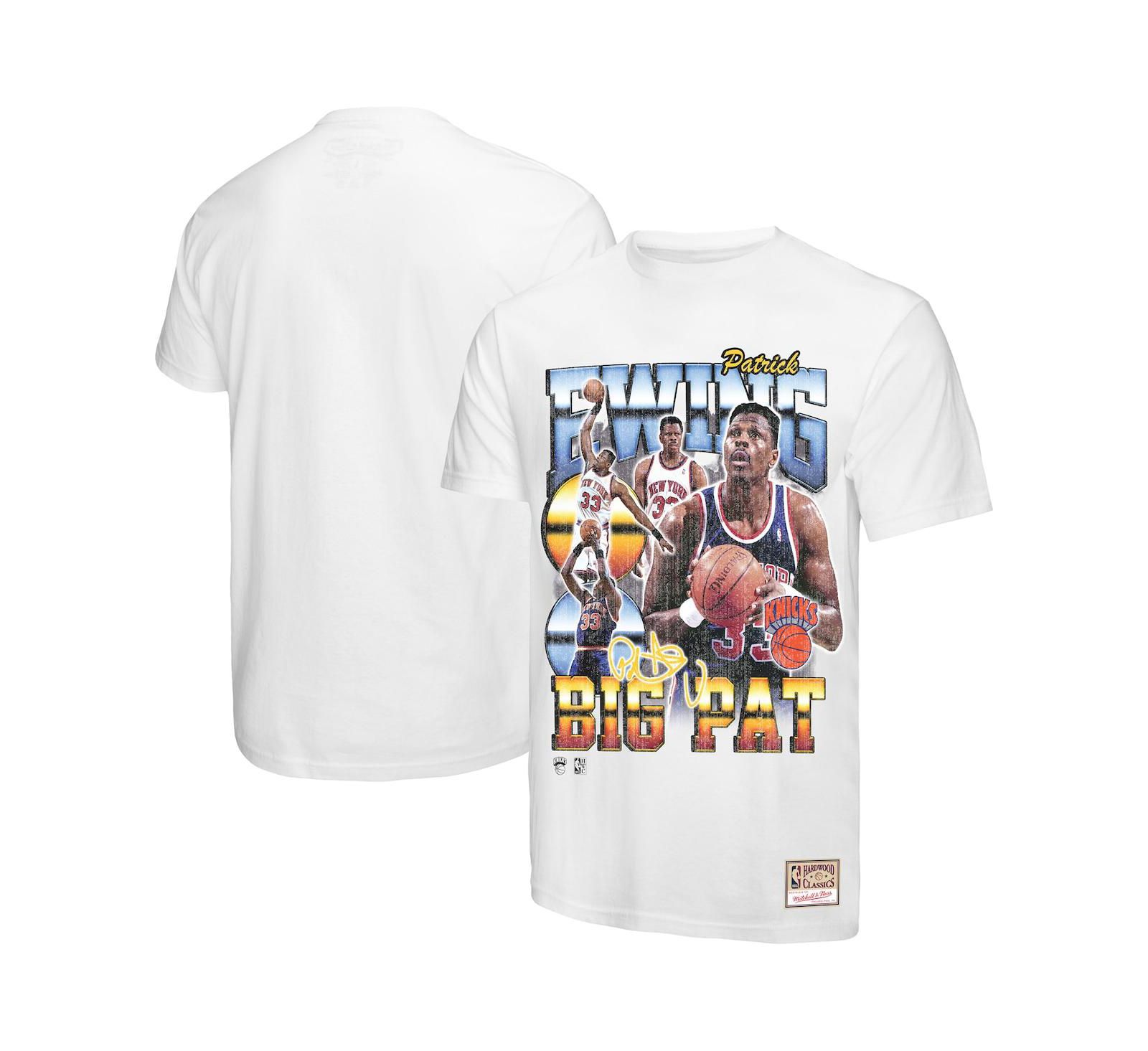 Mitchell & Ness Men's Patrick Ewing White New York Knicks Hardwood Classics Commemorative Player Collage T-Shirt