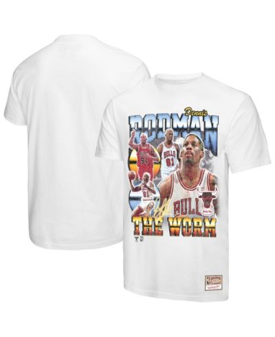 Mitchell & Ness Men's Dennis Rodman White Chicago Bulls Hardwood Classics Commemorative Player Collage T-Shirt