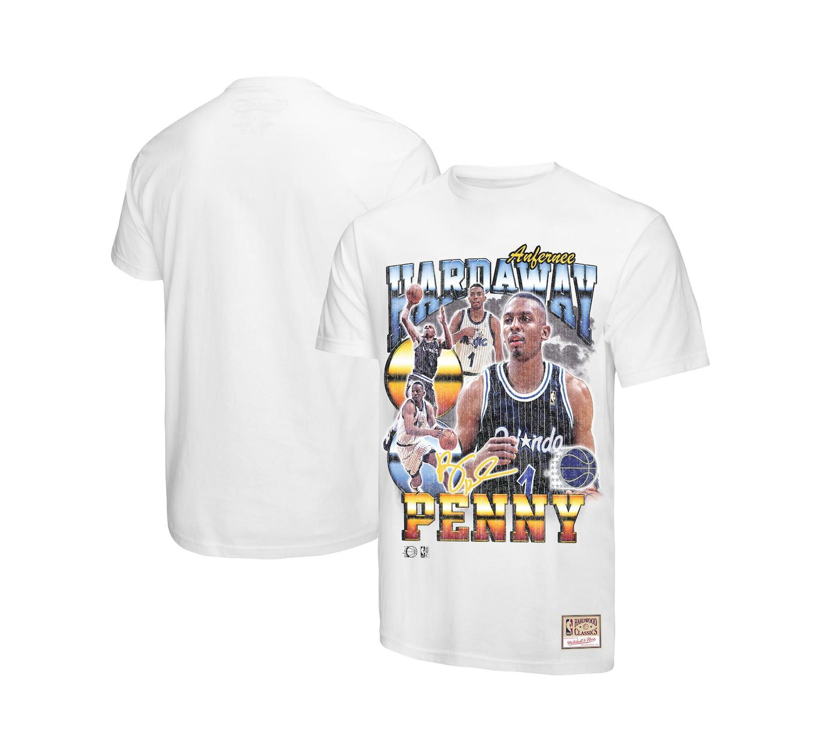 Mitchell & Ness Men's Penny Hardaway White Orlando Magic Hardwood Classics Commemorative Player Collage T-Shirt