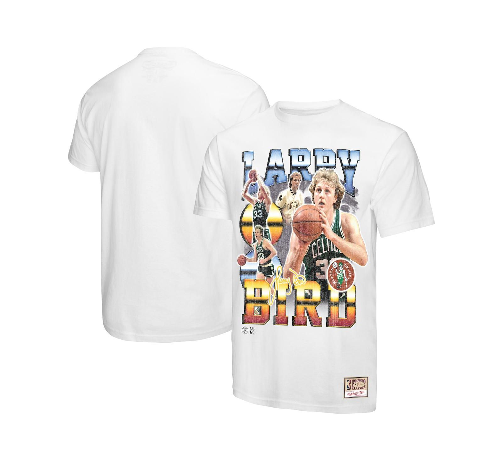 Mitchell & Ness Men's Larry Bird White Boston Celtics Commemorative Collage T-Shirt