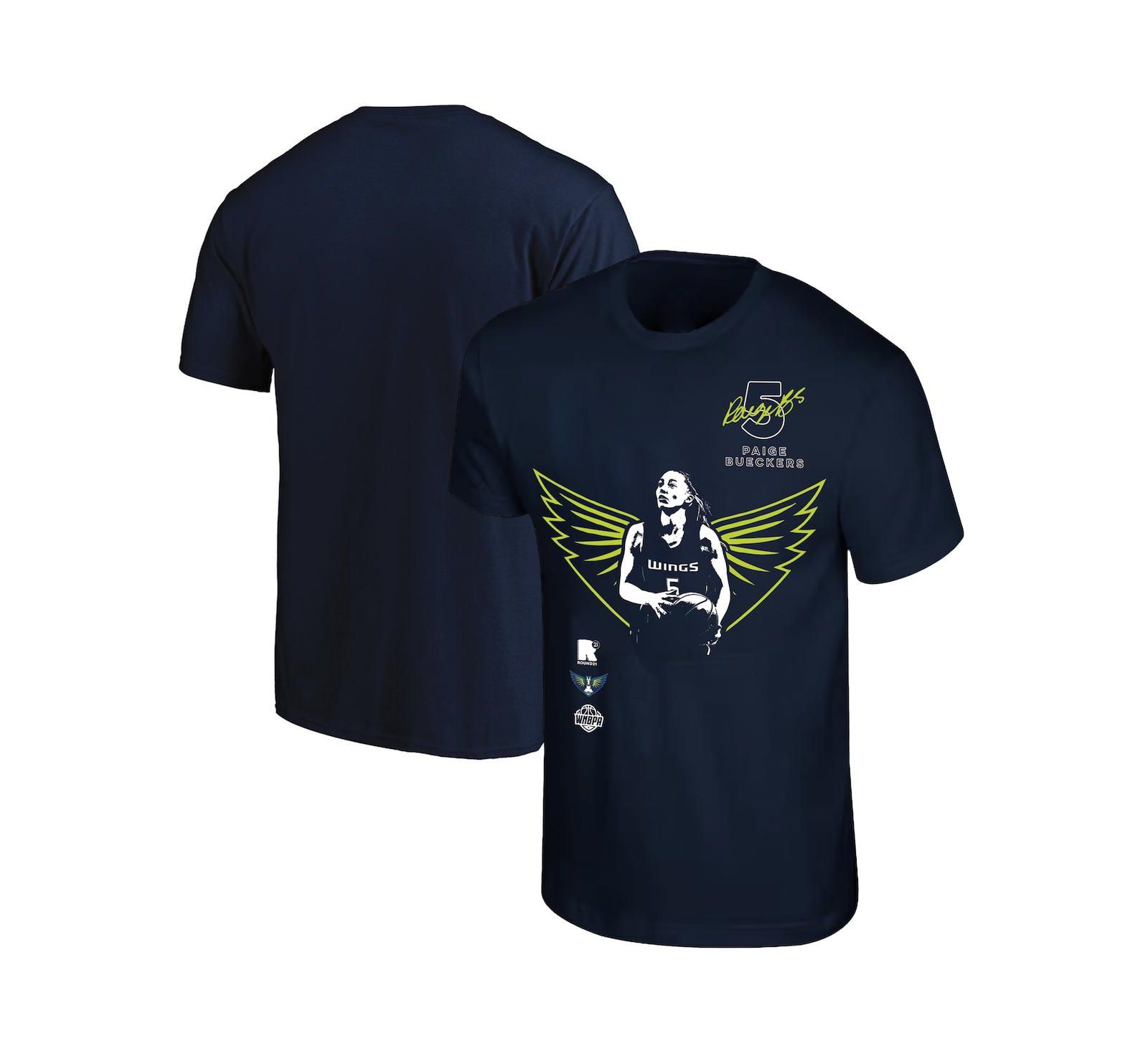 Round21 Men's and Women's Paige Bueckers Navy Dallas Wings 2025 WNBA Draft Night T-Shirt