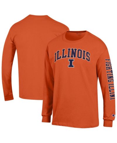 Champion Men's Orange Illinois Fighting Illini Arch Over Logo 2-Hit Long Sleeve T-Shirt