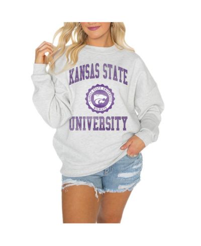 Женская толстовка Gameday Couture Steel Kansas State Wildcats Oversized Good Vibes Premium Fleece Drop Shoulder Pullover