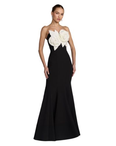 Mac Duggal Женское вечернее платье с открытыми плечами и 3D цветами