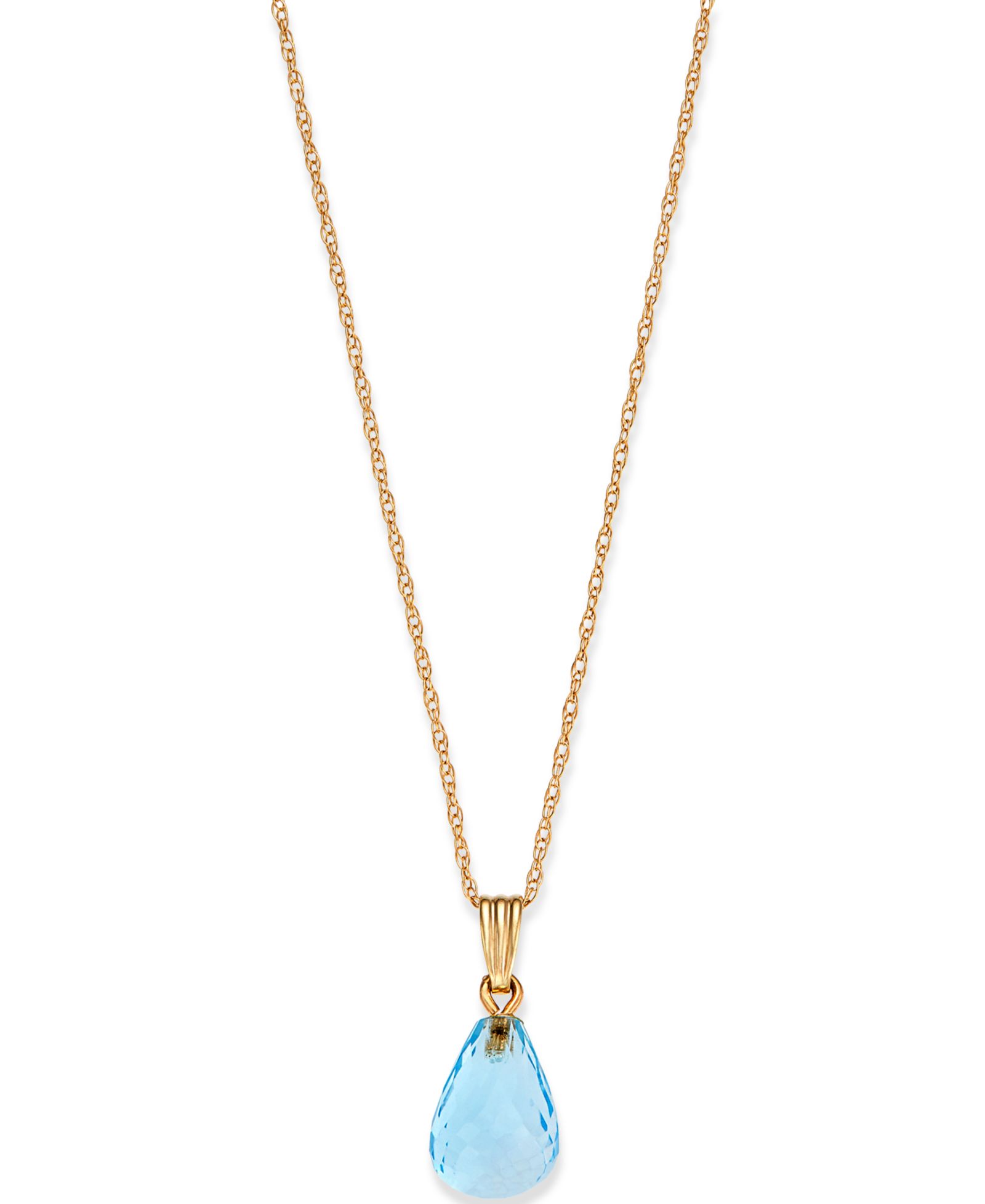 Blue Topaz Briolette 18" Pendant Necklace (4 ct. t.w.) in 14k Gold (Also in Peridot & Citrine)