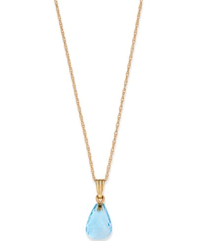 Blue Topaz Briolette 18" Pendant Necklace (4 ct. t.w.) in 14k Gold (Also in Peridot & Citrine)