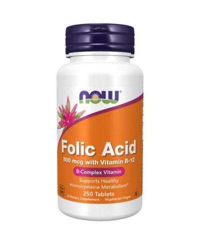 Now Foods Folic Acid With Vitamin B-12, 800 Mg, 250 Tabs