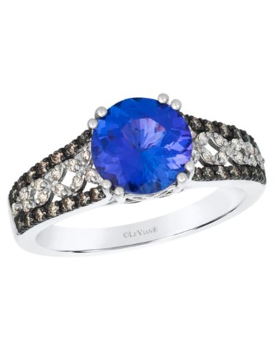 Le Vian кольцо с голубым танзанитом (1,90 карата), бриллиантами Nude Diamond (0,09 карата) и шоколадными бриллиантами (0,15 карата) в золоте 14k Vanilla Gold
