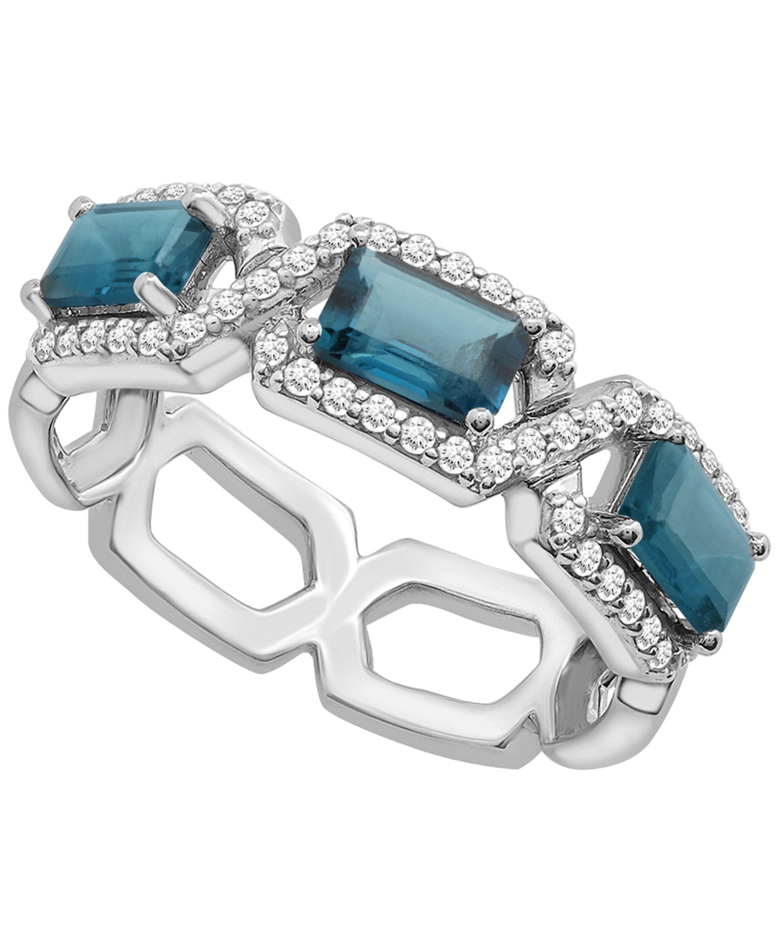 Macy's London Blue Topaz (1ct. t.w.) and Diamond (1/4 ct. t.w.) Ring in 14k White Gold
