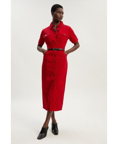 Платье-рубашка Karen Millen Petite Denim Short Sleeve