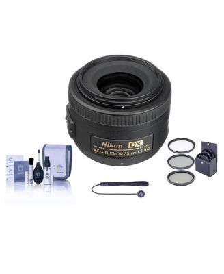 Nikon 35mm f/1.8G AF-S DX AF NIKKOR Lens  - Bundlewith 52mm Filter Kit, Lens Cap Leash, ProfessionalLens Cleaning Kit