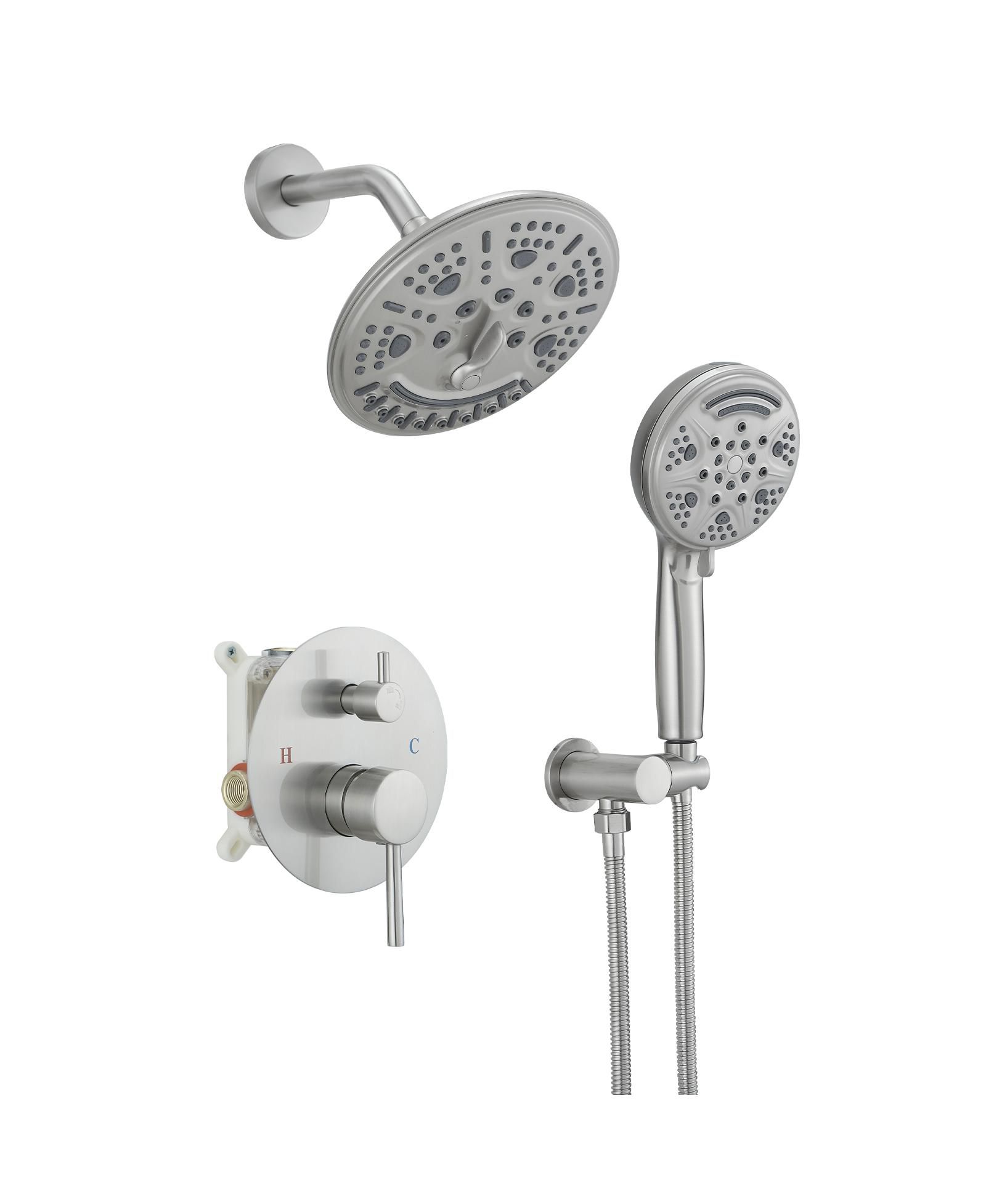 Greenspring комплект смесителя для душа с лейкой и ручным душем, Brushed Nickel
