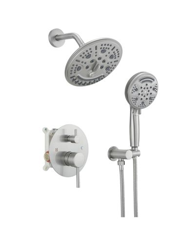 Greenspring Single-Handle 1-Spray Round Rain Shower Faucet Set with Rain Shower Head & Hand Shower in Brushed Nickel (Valve Included)