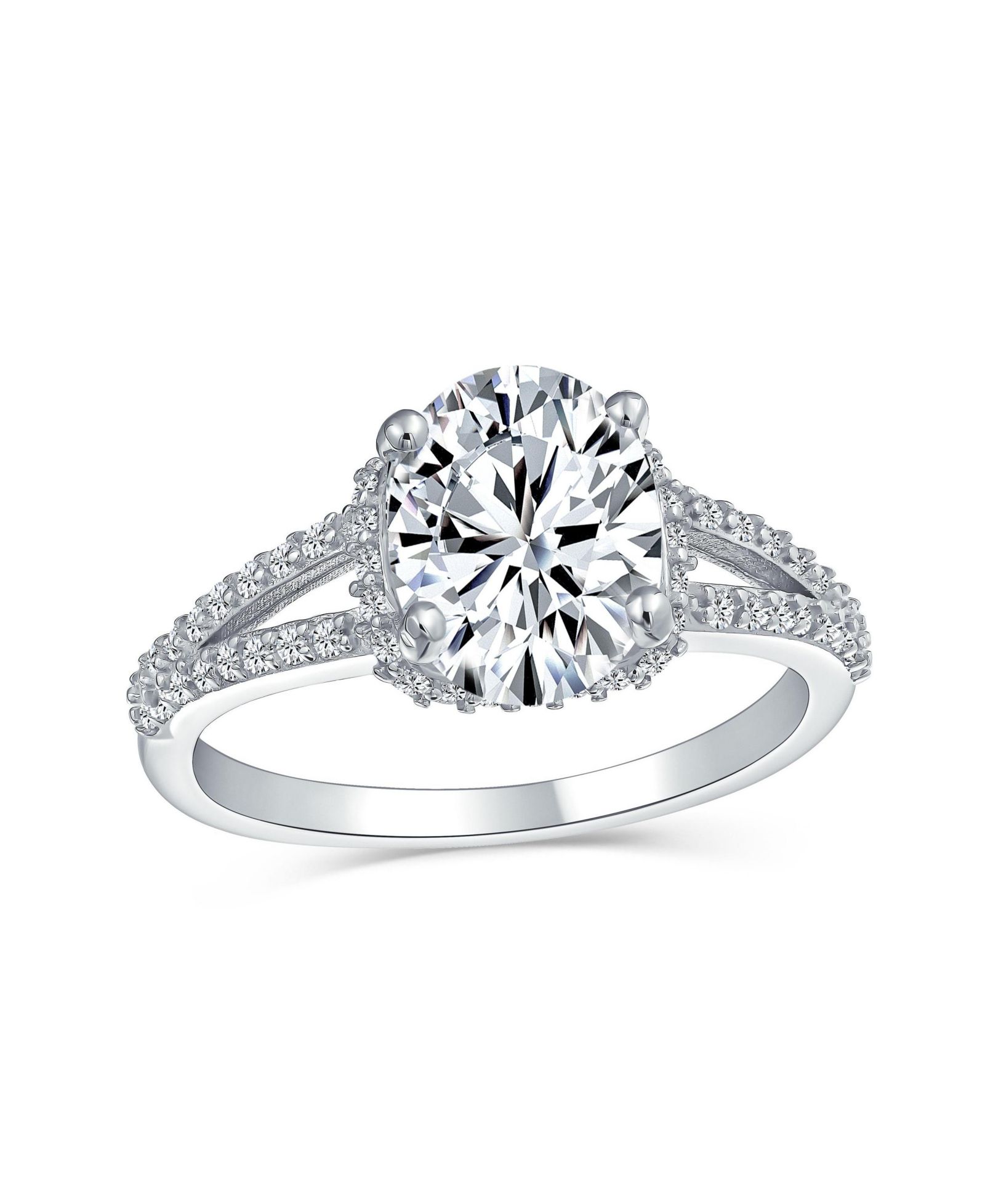Bling Jewelry Clear Cubic Zirconia Oval Solitaire Engagement Ring