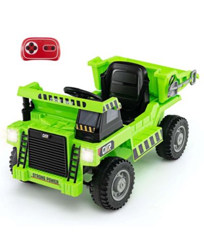 Costway 12V Ride-On Dump Truck with LED Lights, Music & Wireless Connection, Ages 3+
