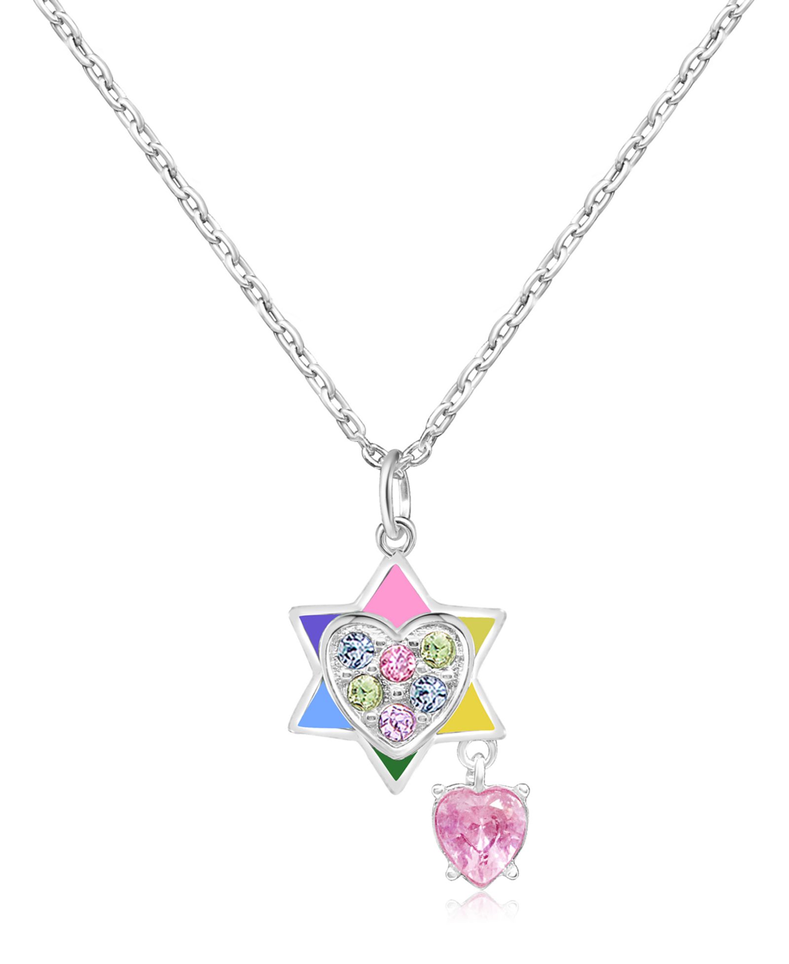 Ожерелье Chanteur/Girl/Star of David Crystal White Gold Palladium Plating