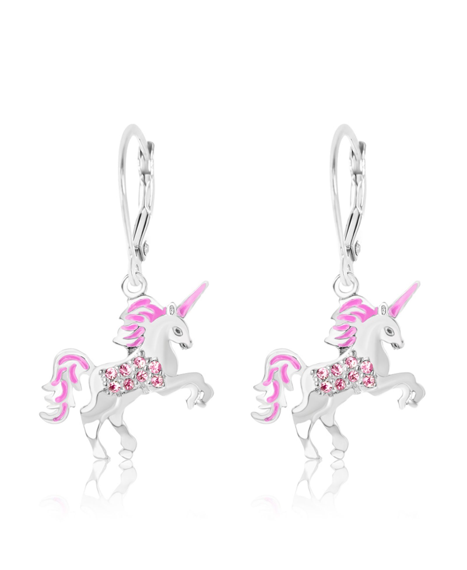 Chanteur Детские серьги-подвески Unicorn Crystal White Gold Palladium Plating