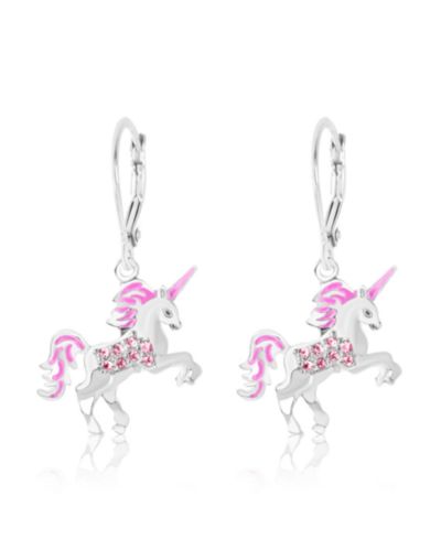 Chanteur /Girl/Unicorn Crystal White Gold Palladium Plating Leverback Earring