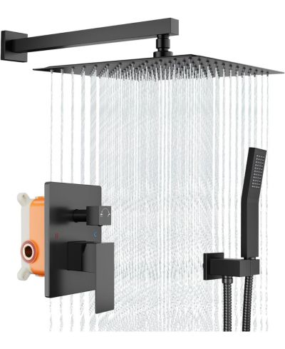 Gaomon Pressure-Balanced Wall Mounted Shower System with Rainfall Shower Head and Handheld Combo