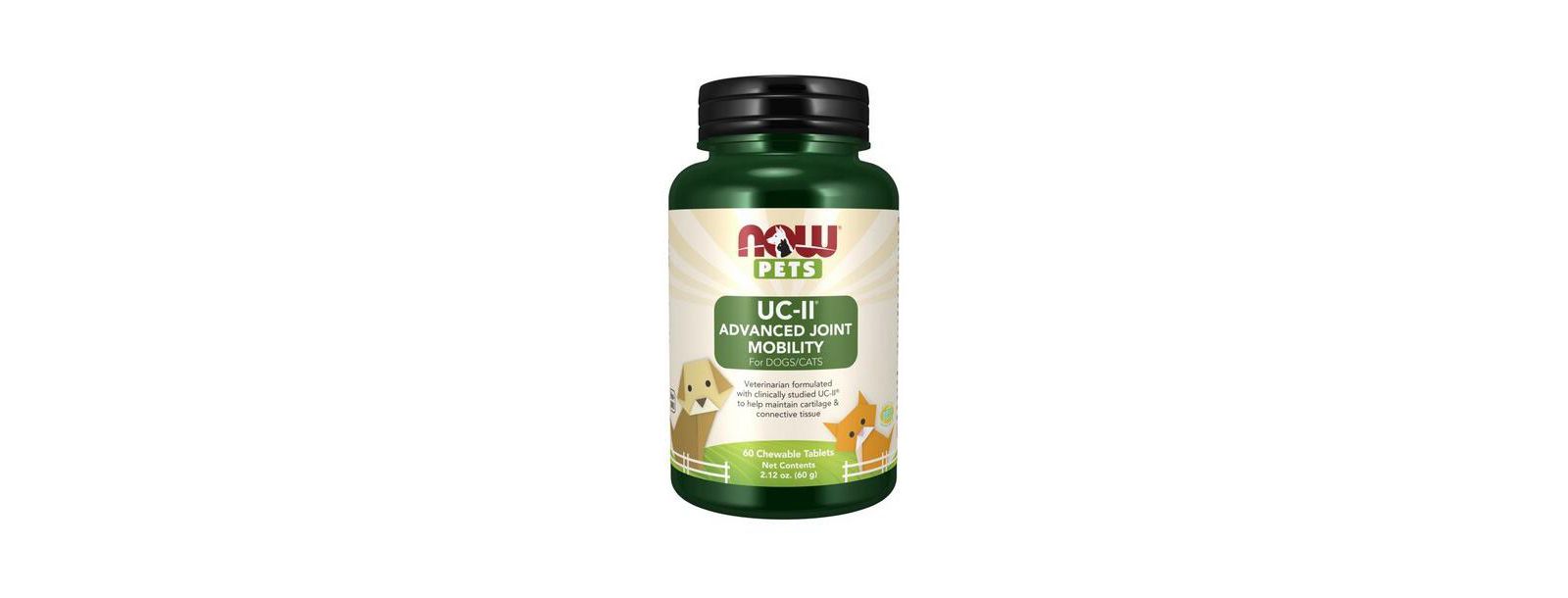 Жевательные таблетки Now Foods UC-II Advanced для собак и кошек, 60 шт