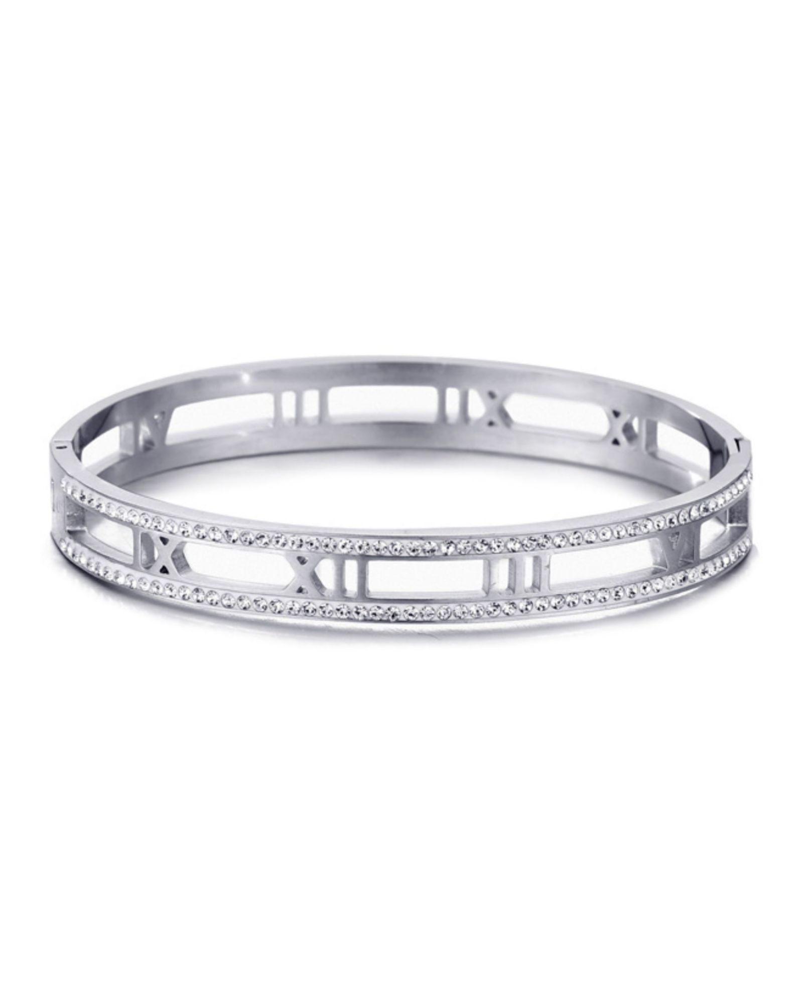 ADORNIA Tarnish Resistant Silver Roman Numerals Bangle