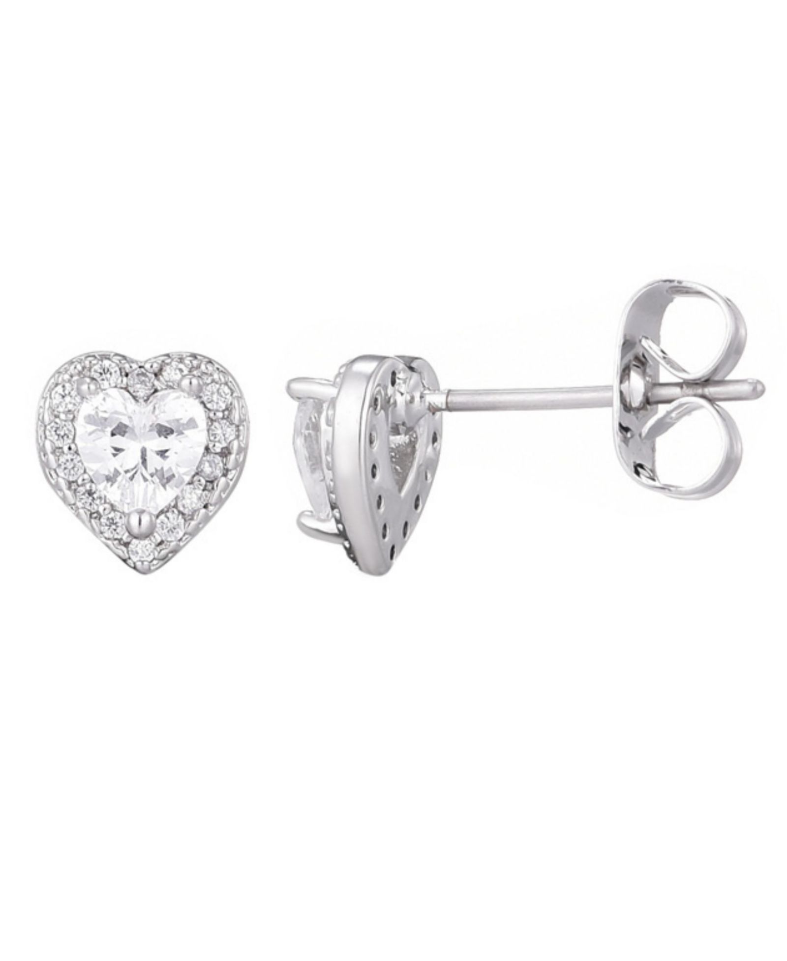 ADORNIA Silver CZ Heart Halo Stud Earrings