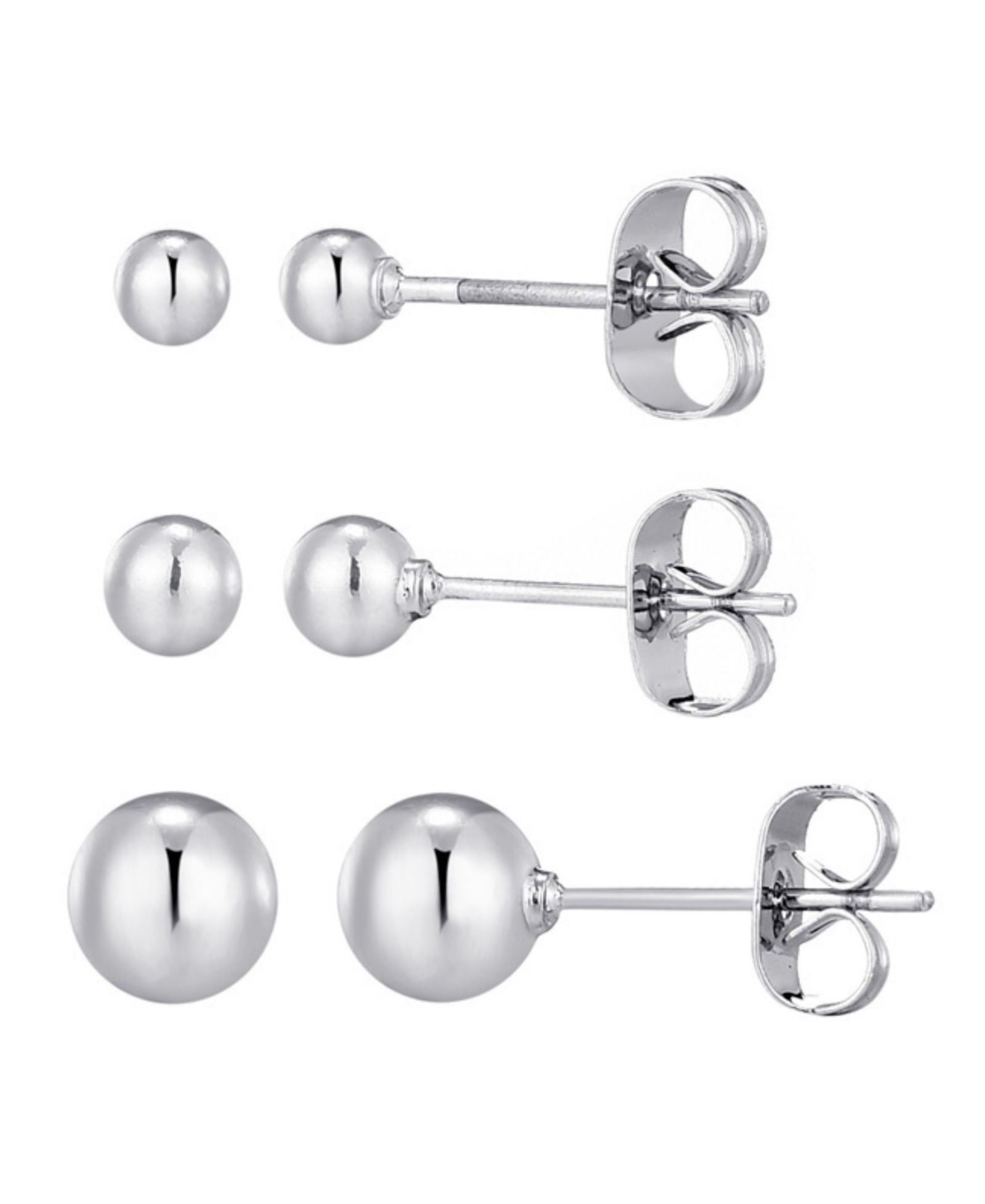 ADORNIA Серьги-гвоздики Ball Stud, серебро, 3 шт.