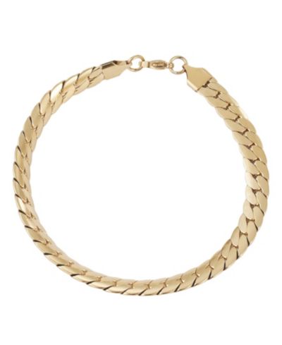 ADORNIA Tarnish Resistant Men's Gold Flat Curb Chain Bracelet