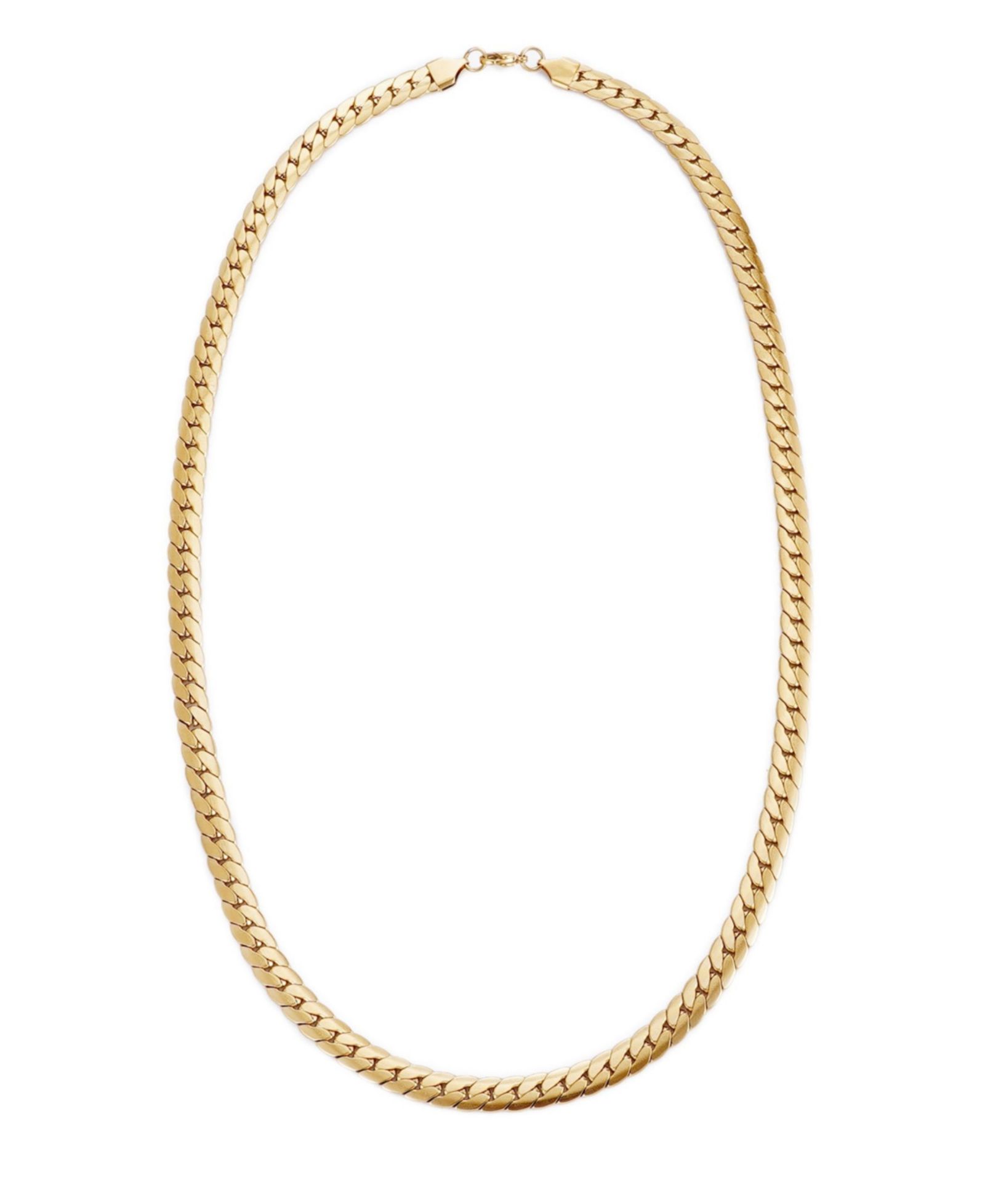 ADORNIA Tarnish Resistant Men's Gold Flat Curb Chain Necklace