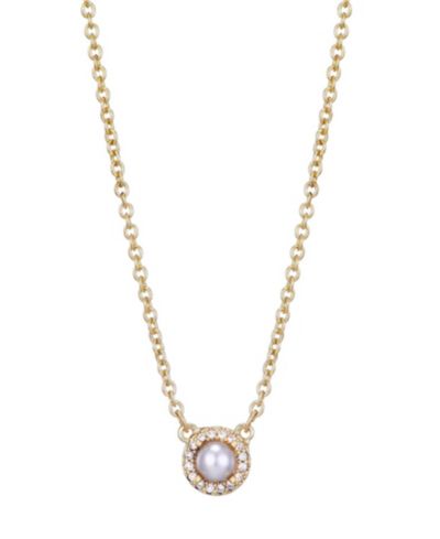 ADORNIA Золотое ожерелье с жемчугом Freshwater и CZ Halo