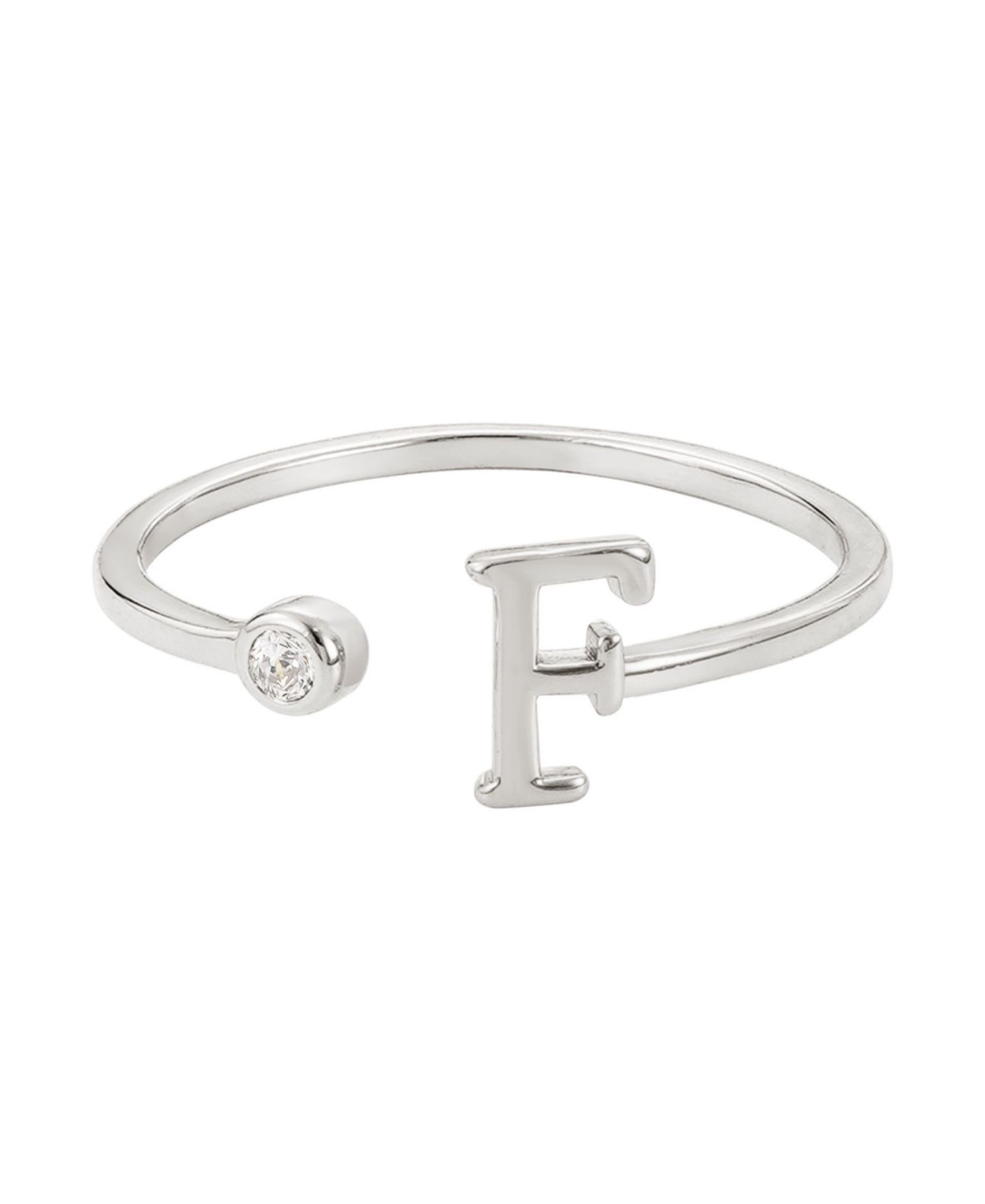 Кольцо с инициалом ADORNIA Silver Adjustable CZ