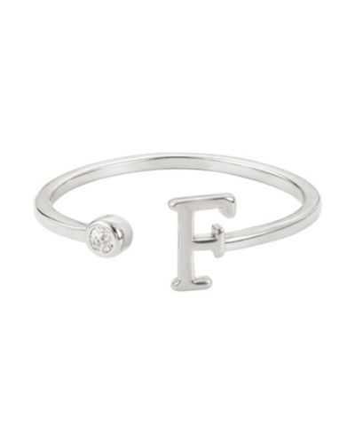 Кольцо с инициалом ADORNIA Silver Adjustable CZ