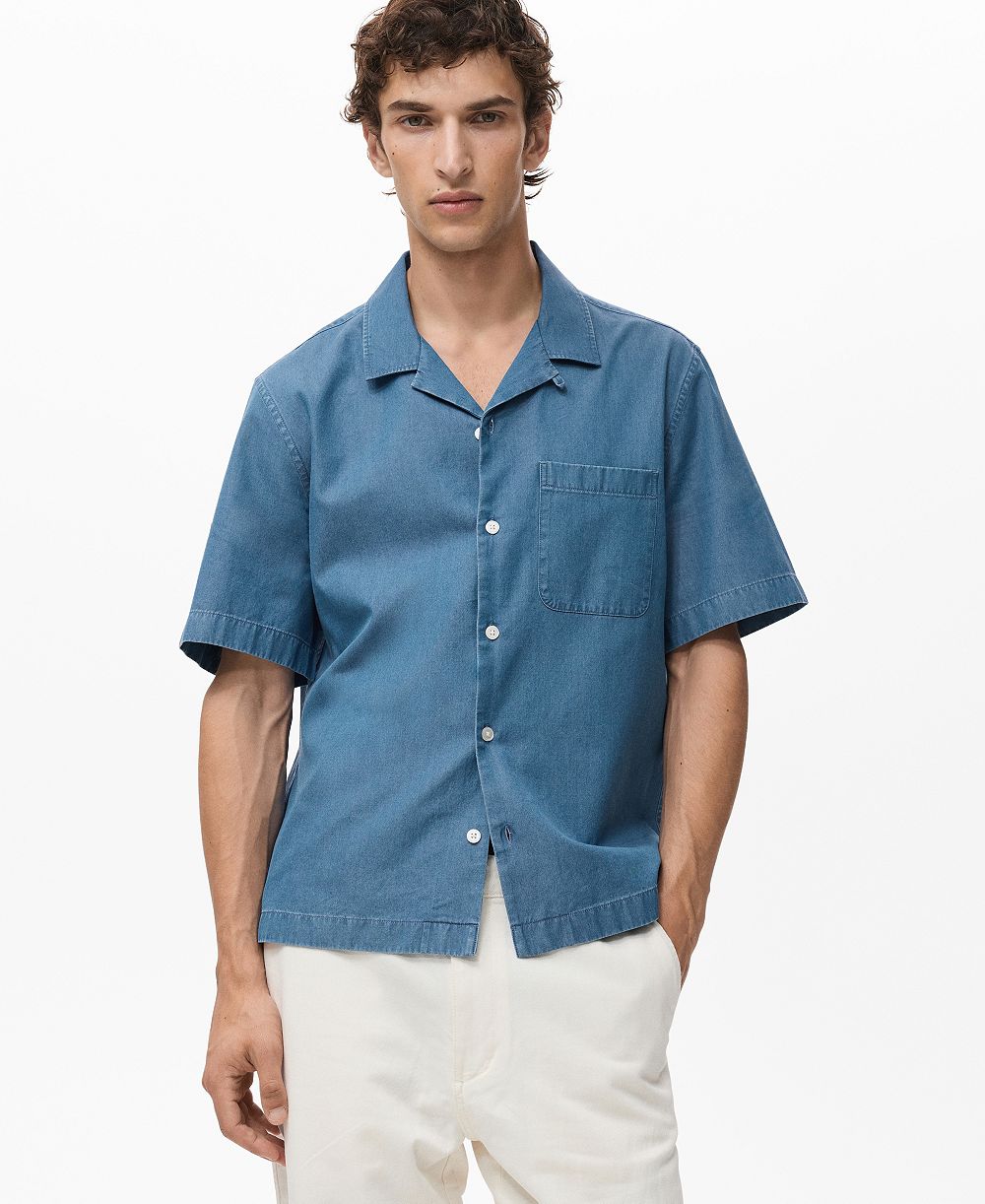 Mango Men's Cotton Denim Shirt