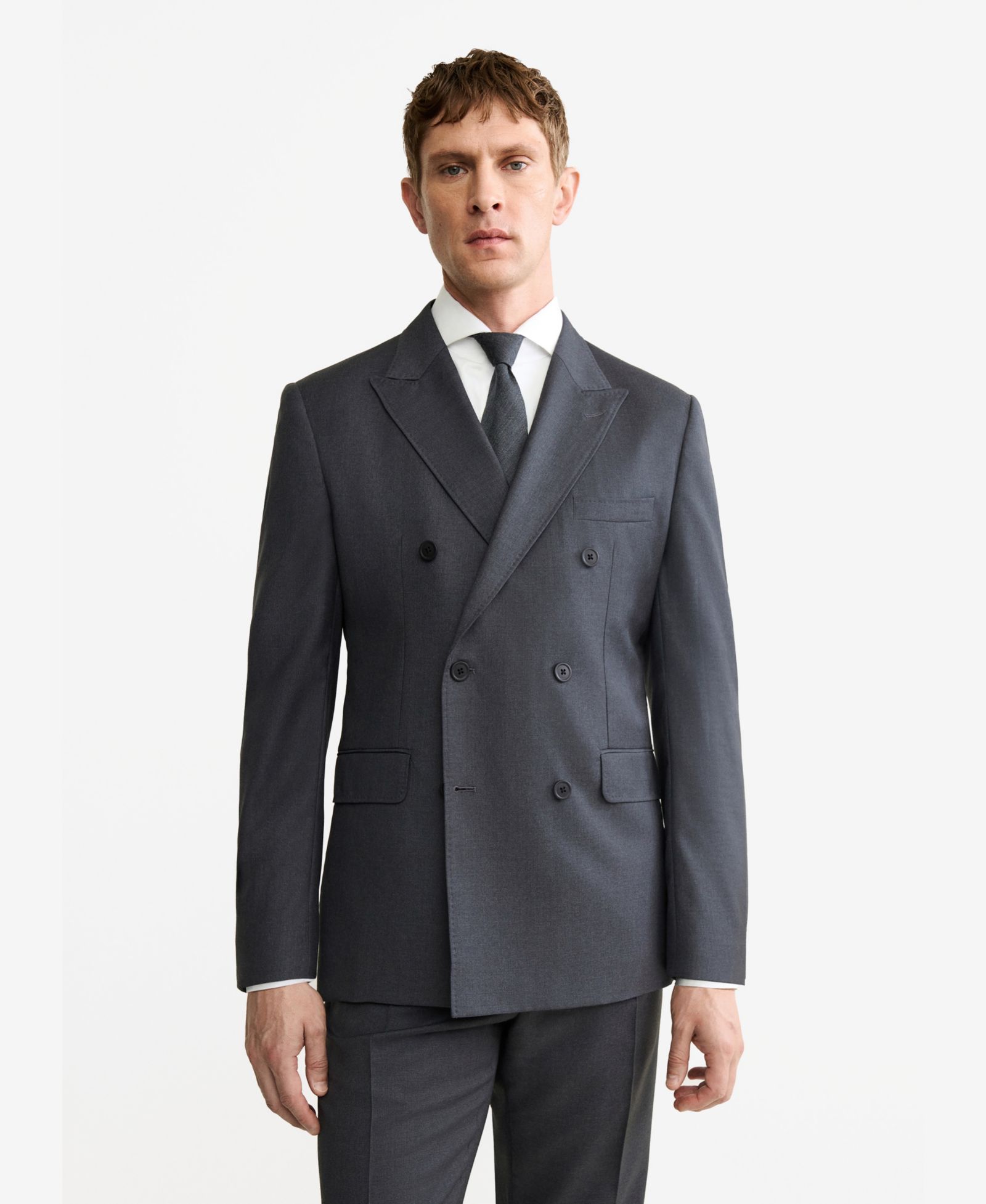 Mango Men's Wool Flannel Double-Breasted Jacket