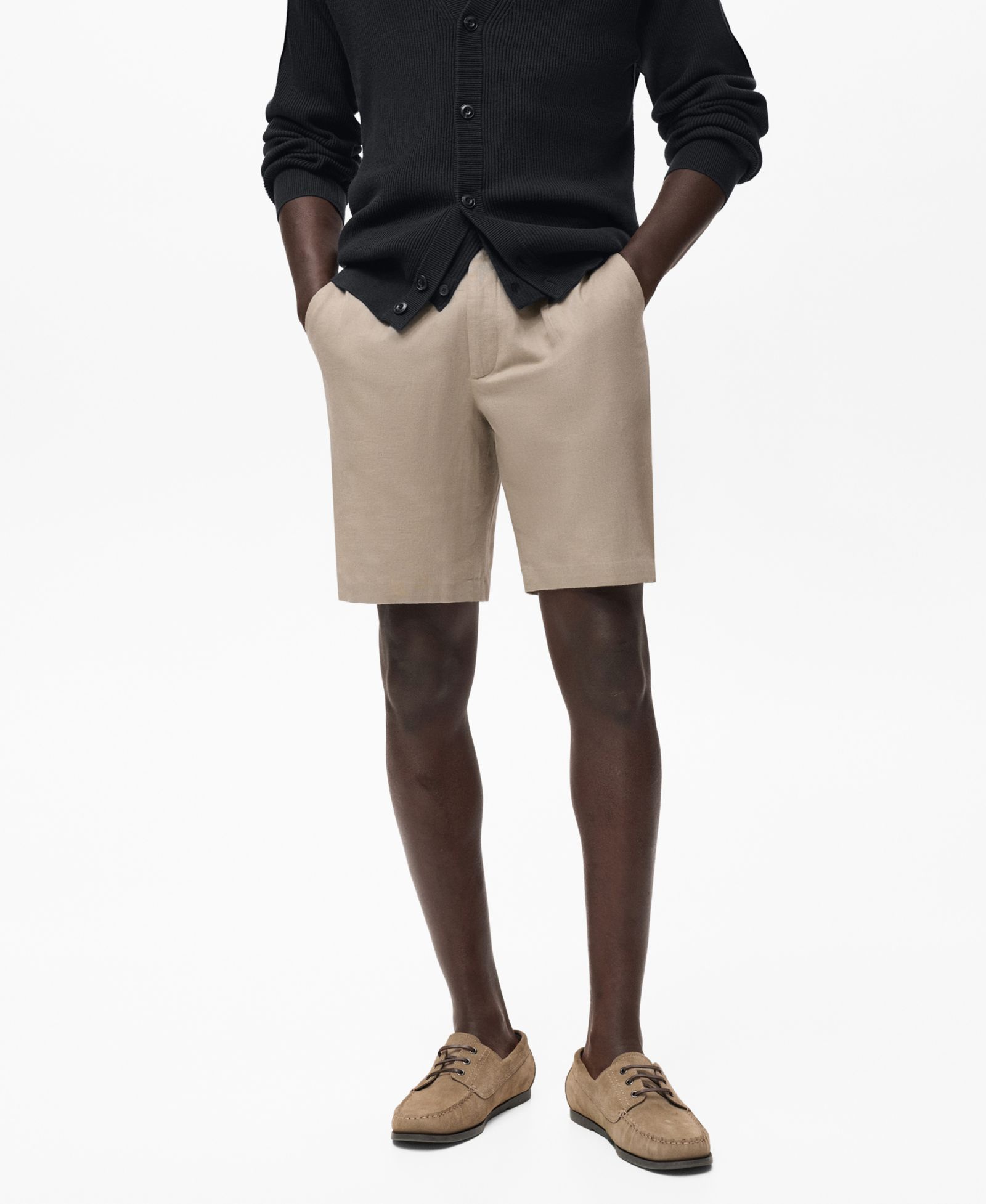 Mango Men's Linen-Cotton Blend 9.29" Bermuda Shorts