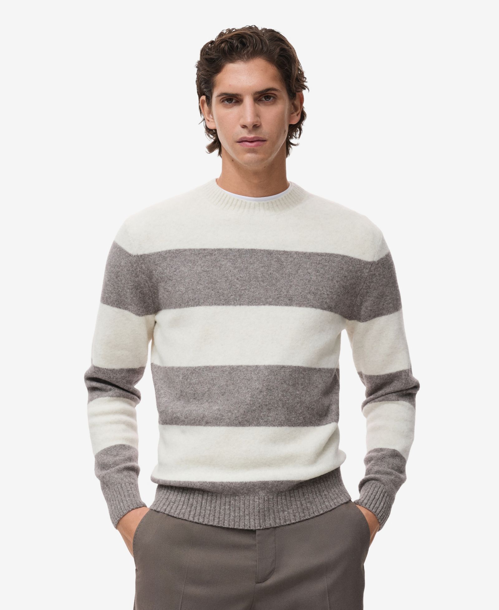 Мужской полосатый свитер Mango Wool-Blend