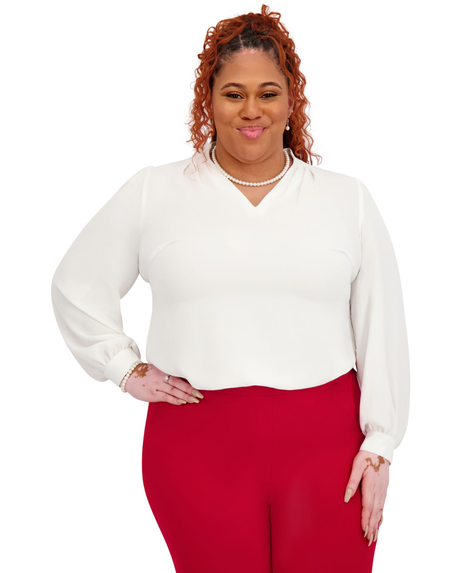Женский топ Kasper Long Sleeve V-Neck