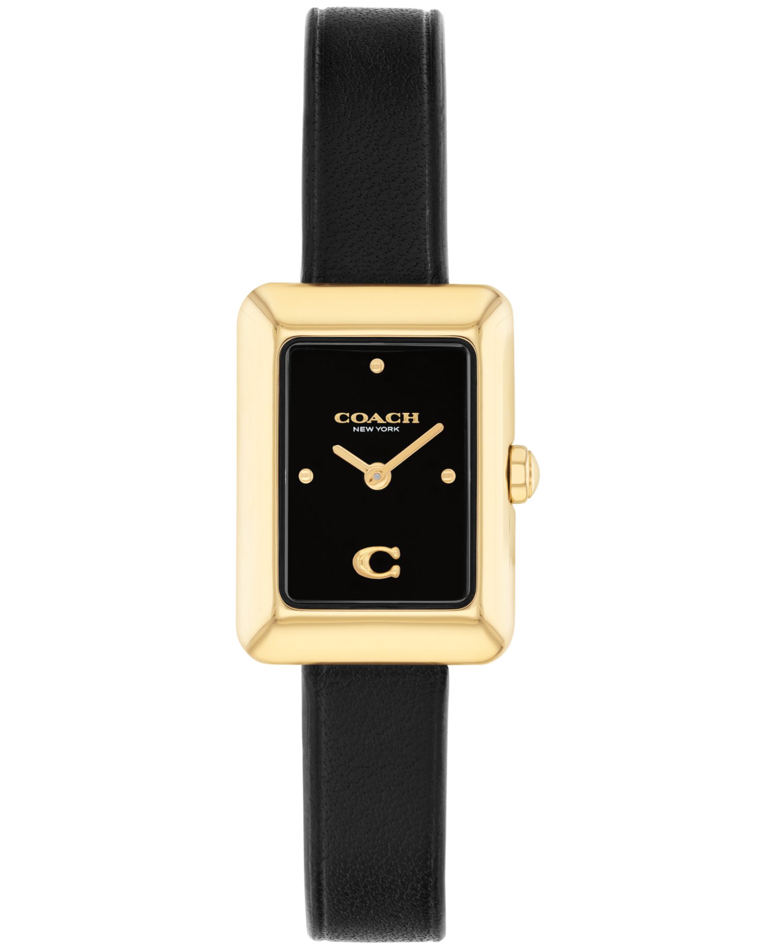 Женские часы COACH Mara Black Leather Strap, 19 x 26mm