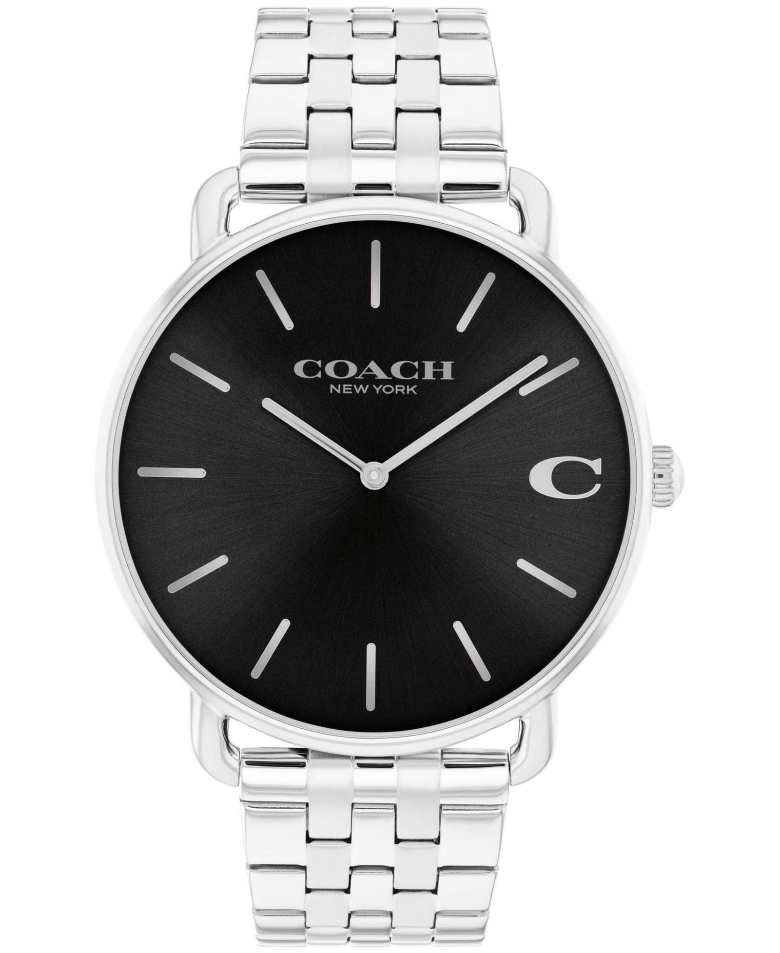 COACH Men's Elliot Silver Tone Stainless Steel Bracelet Watch, 43mm